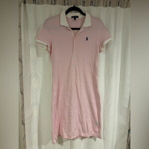 Ralph Lauren Pink and White Striped Polo Dress